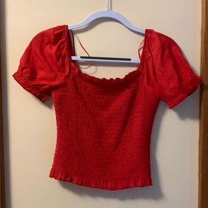 BRAND NEW francesca’s red puff sleeve tee